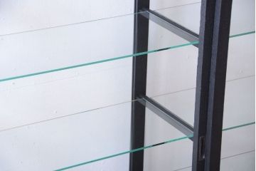 アンティーク家具　大正ロマン　つや消しブラックペイントのアンティークガラスケース