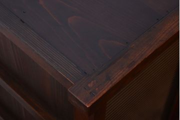 アンティーク家具　和製アンティーク　モールガラス引き戸付き!古い木製の戸棚(収納棚)