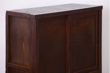 アンティーク家具　古民具・骨董　鏡板玉杢材!アンティーク戸棚(収納棚)