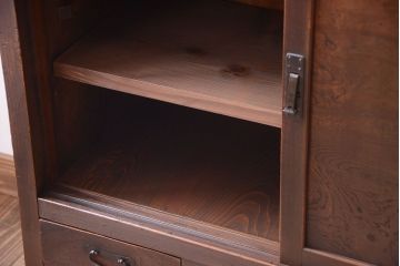 アンティーク家具　古民具・骨董　鏡板玉杢材!アンティーク戸棚(収納棚)