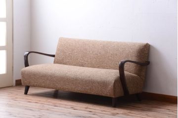 レトロ家具　アンティーク　シンプルでレトロなアームソファ(2)