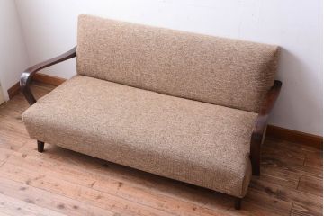 レトロ家具　アンティーク　シンプルでレトロなアームソファ(2)