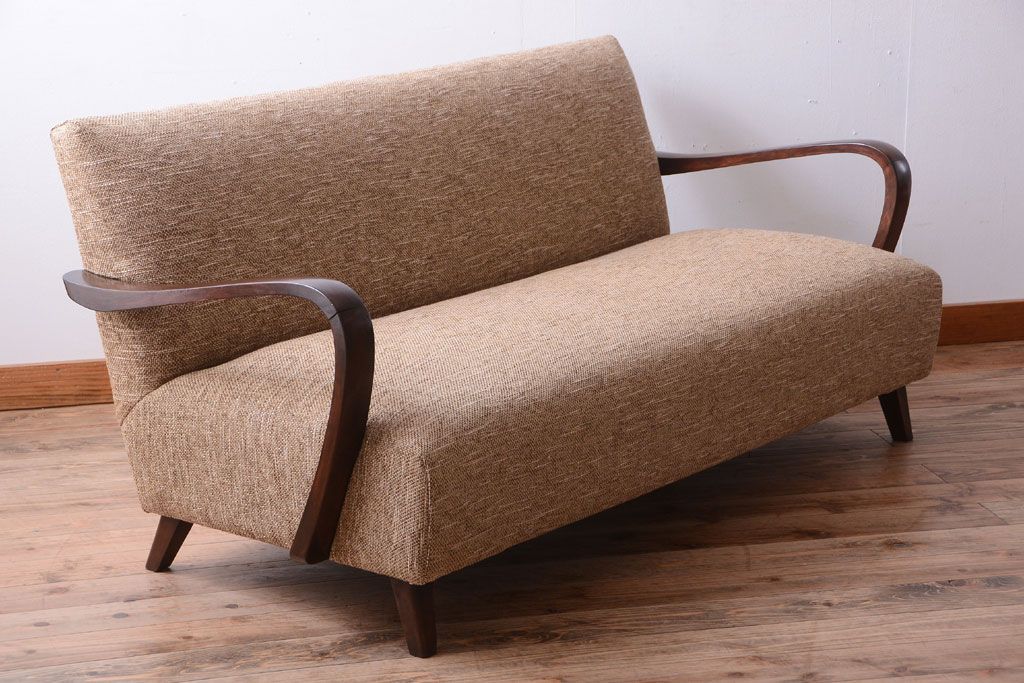 レトロ家具　アンティーク　シンプルでレトロなアームソファ(2)