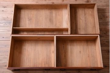 アンティーク家具　古民具・骨董　江戸期　前面欅材のかくし付きアンティーク車箪笥(帳場箪笥)