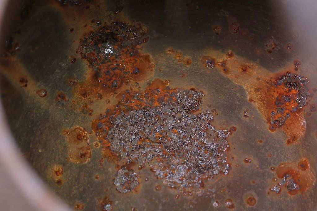 アンティーク雑貨　古民具・骨董　古い富士形あられ鉄瓶(三巌堂?)