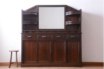 アンティーク家具　大正ロマン　古い木製の特大アンティークキャビネット(収納棚)