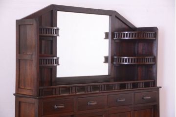 アンティーク家具　大正ロマン　古い木製の特大アンティークキャビネット(収納棚)