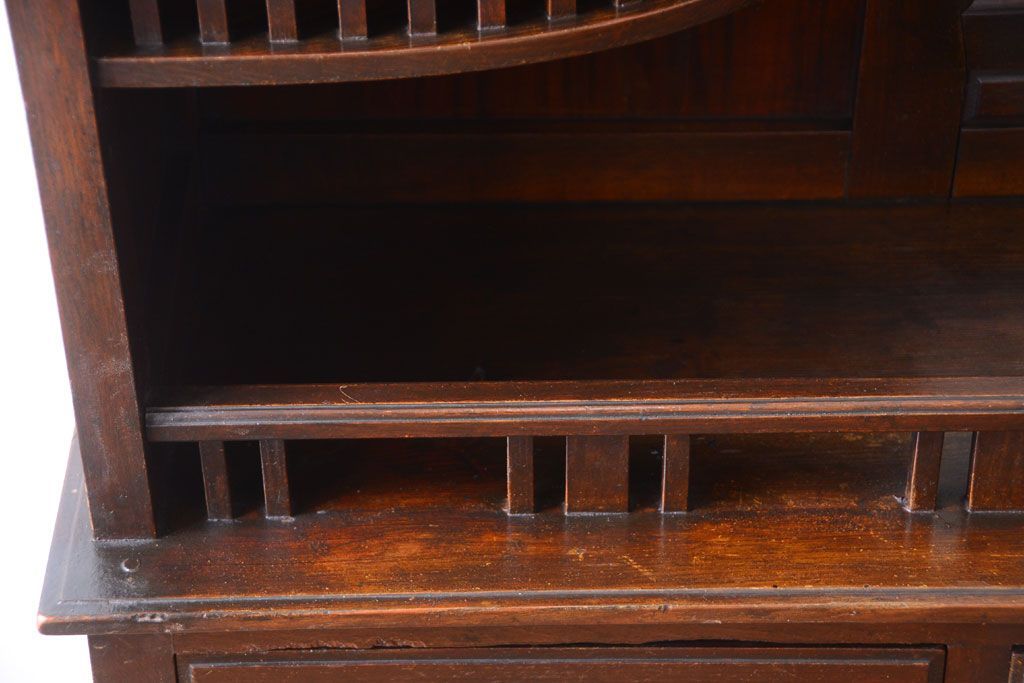 アンティーク家具　大正ロマン　古い木製の特大アンティークキャビネット(収納棚)