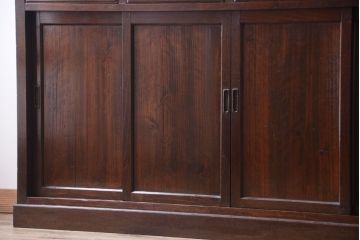 アンティーク家具　大正ロマン　古い木製の特大アンティークキャビネット(収納棚)