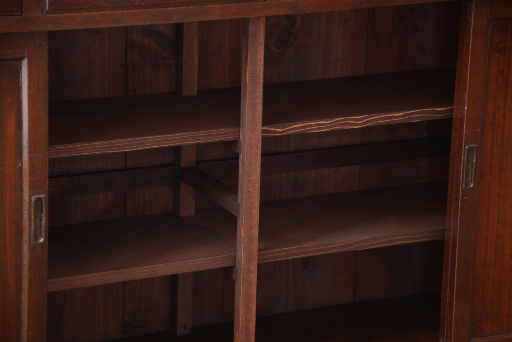 アンティーク家具　大正ロマン　古い木製の特大アンティークキャビネット(収納棚)