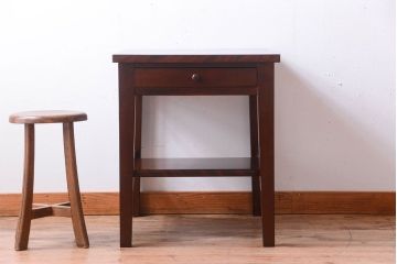 中古　特注品　松本民芸家具　キャスター付きサイドテーブル(机)