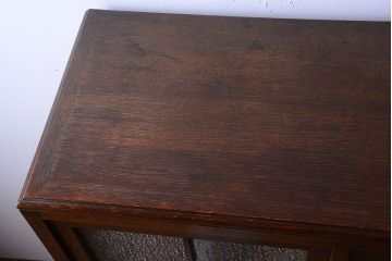 アンティーク家具　和製アンティーク　ダイヤガラス入り!古いナラ材製の上質な本箱(ブックケース)