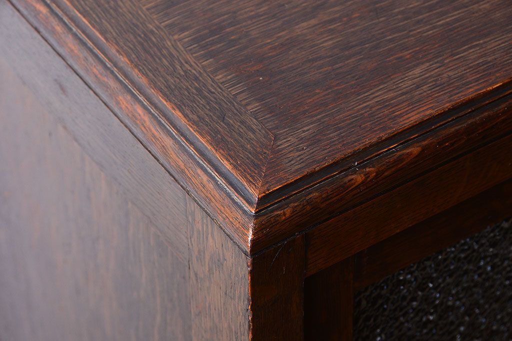 アンティーク家具　和製アンティーク　ダイヤガラス入り!古いナラ材製の上質な本箱(ブックケース)