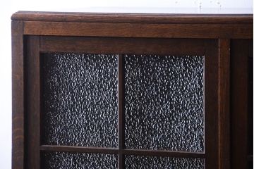 アンティーク家具　和製アンティーク　ダイヤガラス入り!古いナラ材製の上質な本箱(ブックケース)