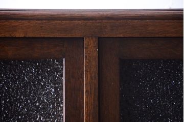 アンティーク家具　和製アンティーク　ダイヤガラス入り!古いナラ材製の上質な本箱(ブックケース)