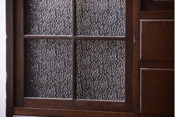 アンティーク家具　和製アンティーク　ダイヤガラス入り!古いナラ材製の上質な本箱(ブックケース)