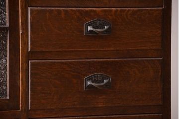 アンティーク家具　和製アンティーク　ダイヤガラス入り!古いナラ材製の上質な本箱(ブックケース)