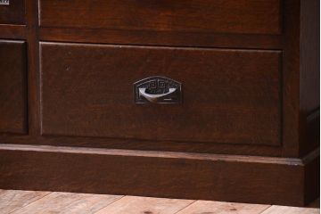 アンティーク家具　和製アンティーク　ダイヤガラス入り!古いナラ材製の上質な本箱(ブックケース)