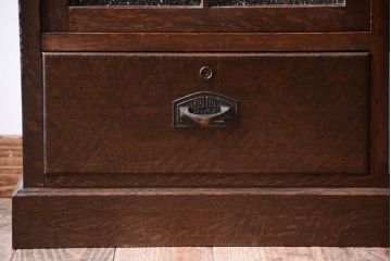 アンティーク家具　和製アンティーク　ダイヤガラス入り!古いナラ材製の上質な本箱(ブックケース)