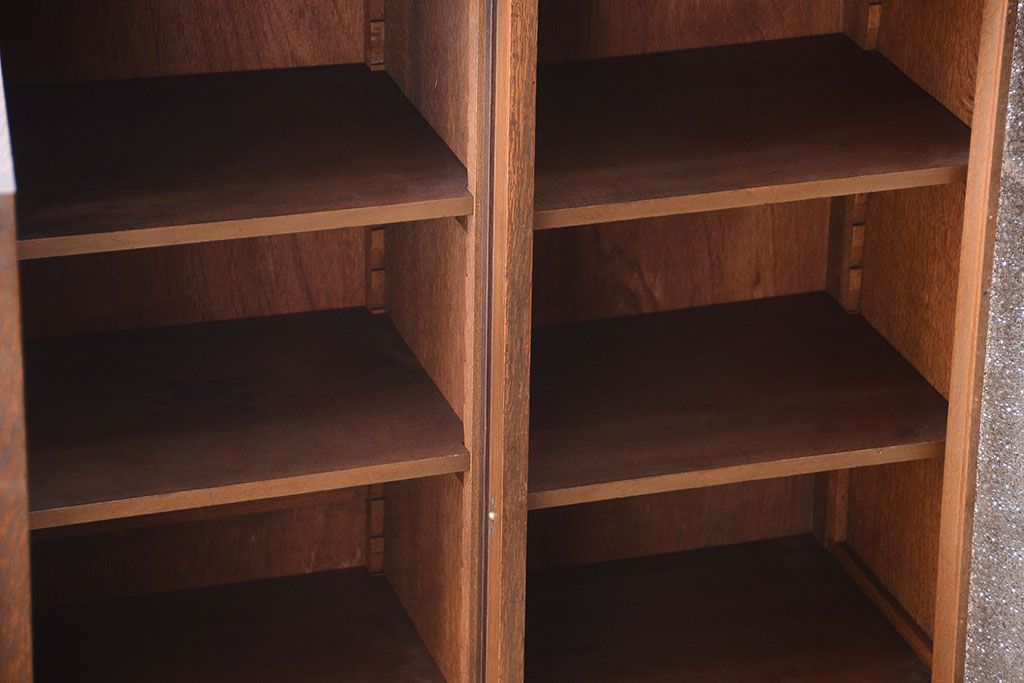 アンティーク家具　和製アンティーク　ダイヤガラス入り!古いナラ材製の上質な本箱(ブックケース)