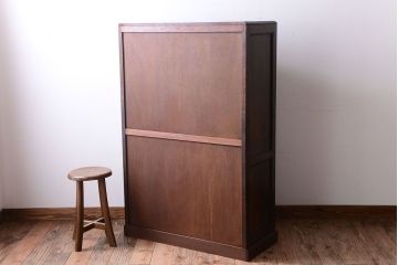 アンティーク家具　和製アンティーク　ダイヤガラス入り!古いナラ材製の上質な本箱(ブックケース)