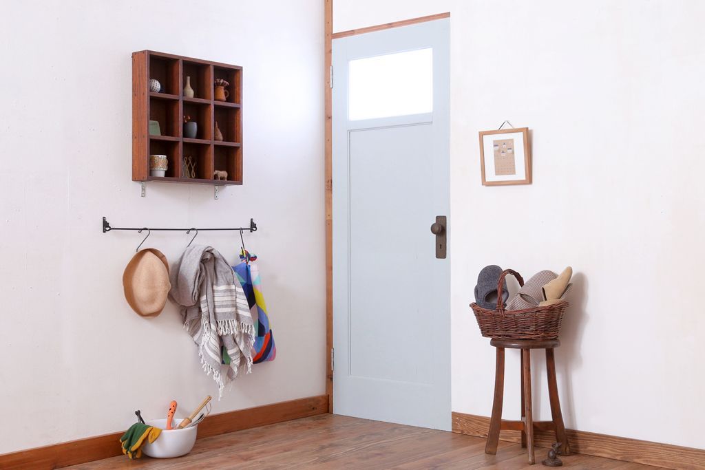 アンティーク　モールガラス入り!ペイントドア(扉)