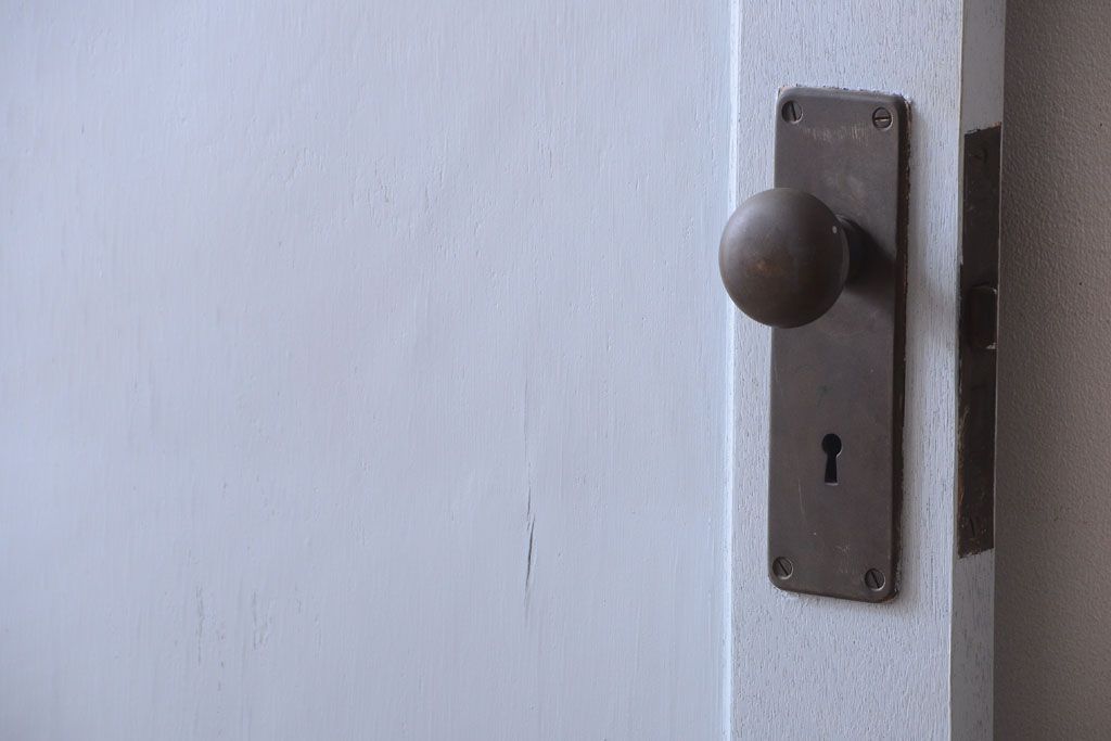 アンティーク　モールガラス入り!ペイントドア(扉)