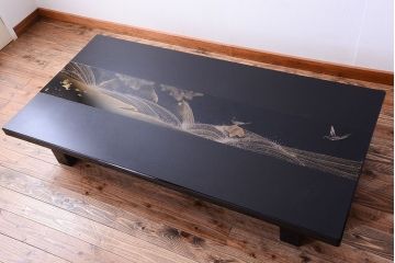 中古　輪島塗　浜高悦朗銘　両側乾漆蒔絵高級座卓(定価約180万円)