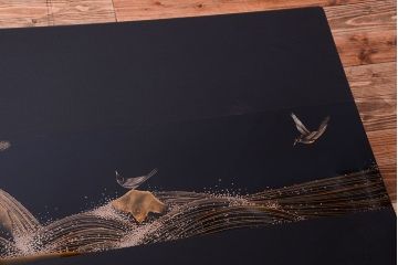 中古　輪島塗　浜高悦朗銘　両側乾漆蒔絵高級座卓(定価約180万円)