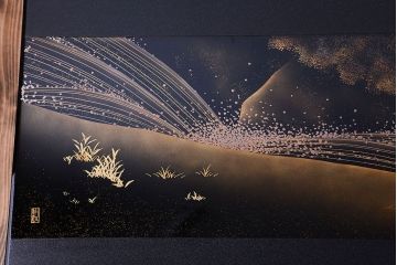 中古　輪島塗　浜高悦朗銘　両側乾漆蒔絵高級座卓(定価約180万円)