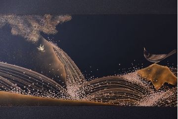 中古　輪島塗　浜高悦朗銘　両側乾漆蒔絵高級座卓(定価約180万円)