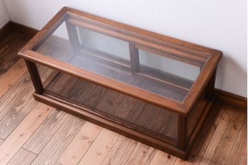 アンティーク家具　和製アンティーク　欅材製!背が低いガラスケース(ショーケース)