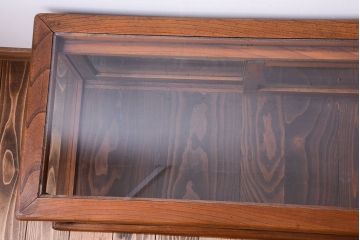 アンティーク家具　和製アンティーク　欅材製!背が低いガラスケース(ショーケース)