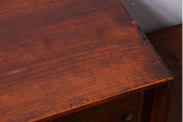 アンティーク家具　和製アンティーク　モールガラス入り!古い木の重ね茶棚(茶箪笥)