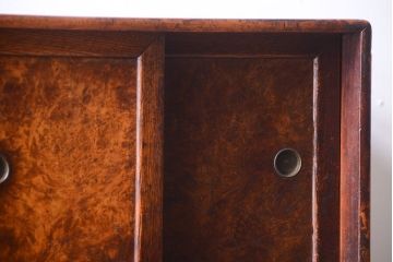 アンティーク家具　和製アンティーク　モールガラス入り!古い木の重ね茶棚(茶箪笥)