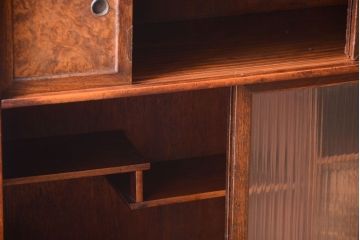 アンティーク家具　和製アンティーク　モールガラス入り!古い木の重ね茶棚(茶箪笥)