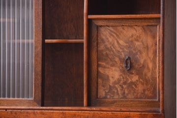 アンティーク家具　和製アンティーク　モールガラス入り!古い木の重ね茶棚(茶箪笥)