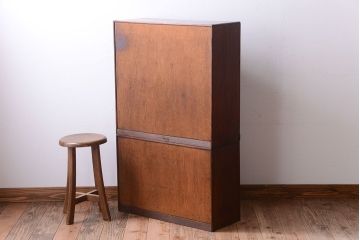 アンティーク家具　和製アンティーク　モールガラス入り!古い木の重ね茶棚(茶箪笥)