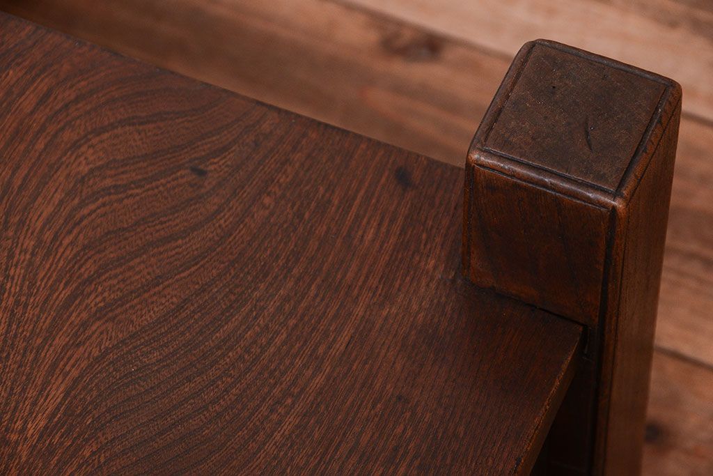 アンティーク家具　和製アンティーク　結霜ガラス引き戸の古い置床(置き床)