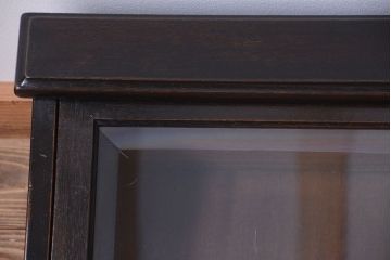 アンティーク雑貨　和製アンティーク　引き出し付き!古い木製の台形型ガラスケース