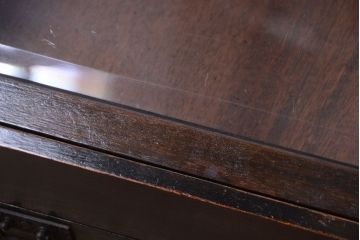 アンティーク雑貨　和製アンティーク　引き出し付き!古い木製の台形型ガラスケース