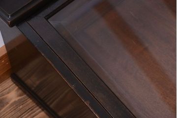 アンティーク雑貨　和製アンティーク　引き出し付き!古い木製の台形型ガラスケース