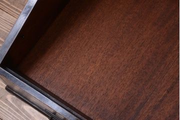 アンティーク雑貨　和製アンティーク　引き出し付き!古い木製の台形型ガラスケース