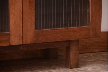 アンティーク家具　和製アンティーク　古材製!モールガラス扉付きマス目棚(収納棚)(1)