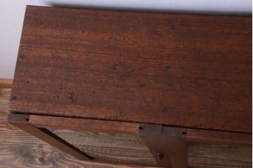 アンティーク家具　和製アンティーク　古材製!モールガラス扉付きマス目棚(収納棚)(2)