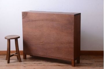 アンティーク家具　和製アンティーク　古材製!モールガラス扉付きマス目棚(収納棚)(2)