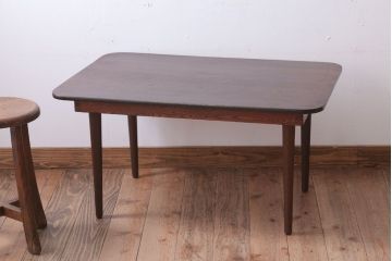 レトロ家具　昭和レトロ　古い木製のセンターテーブル(ちゃぶ台)(2)