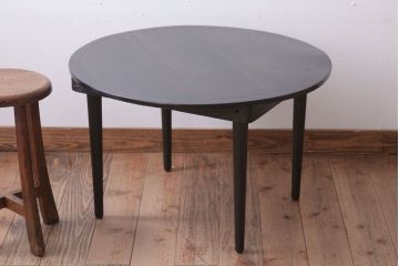 レトロ家具　昭和レトロ　古い木製のラウンドセンターテーブル(ちゃぶ台)(1)