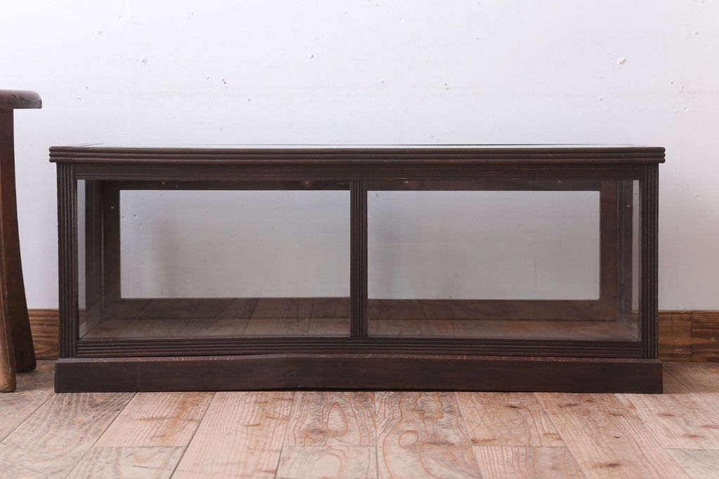 アンティーク家具　和製アンティーク　ナラ材製!背が低いガラスケース(ショーケース)