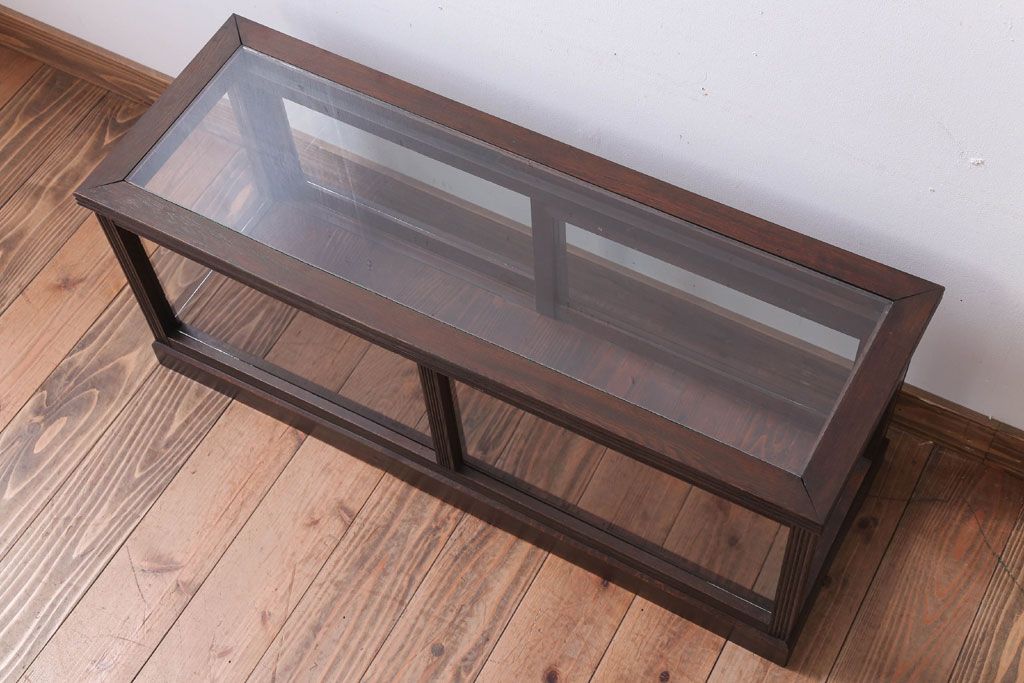 アンティーク家具　和製アンティーク　ナラ材製!背が低いガラスケース(ショーケース)